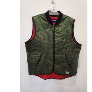 Vintage 90s Structure Military Style Quilted Liner Vest Olive Green Men's Large